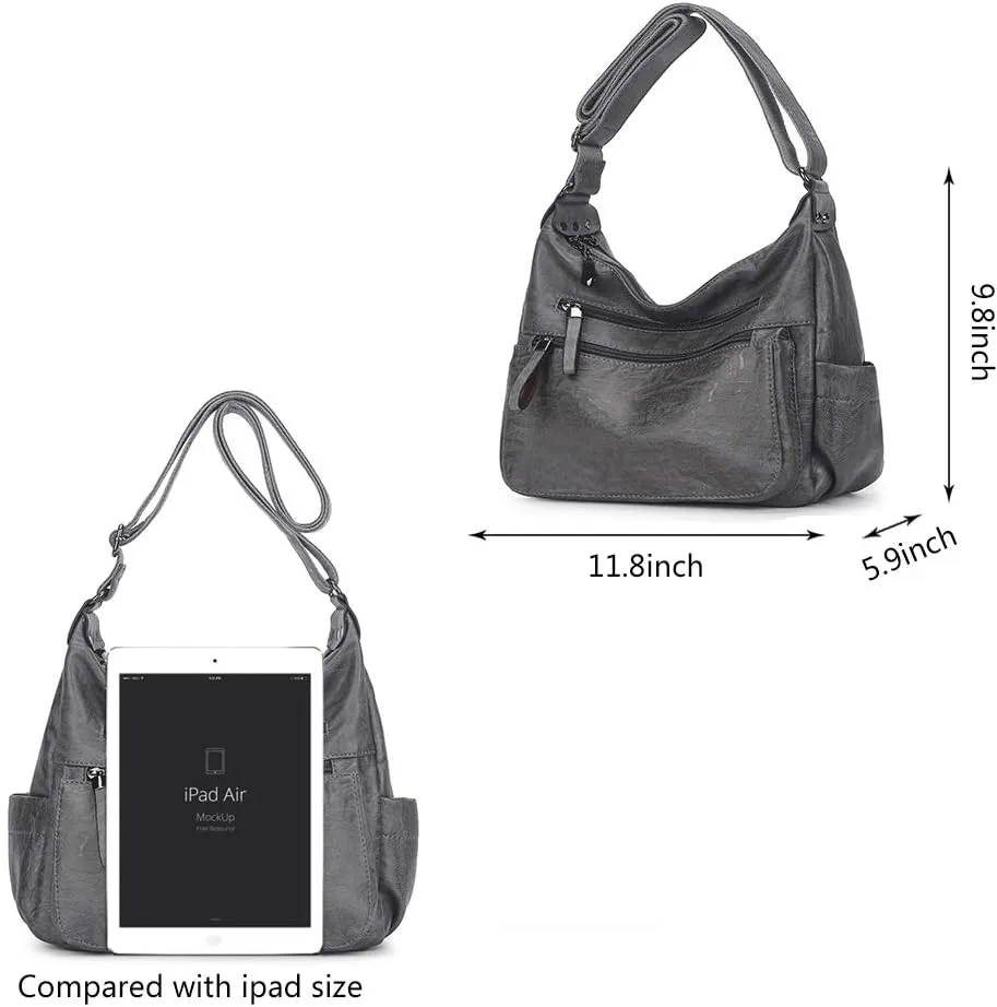 Artwell Fashion Crossbody Bag For Women Shoulder Bag Soft PU Leather Handbags Purses Multi Pocket Hobo Tote Bag