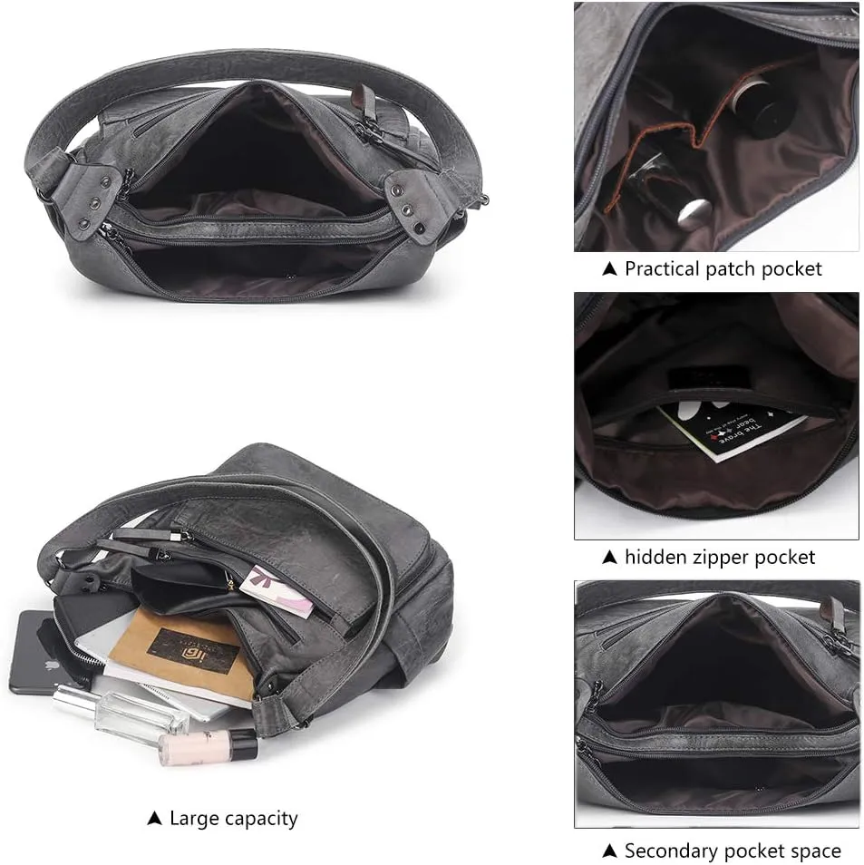 Artwell Fashion Crossbody Bag For Women Shoulder Bag Soft PU Leather Handbags Purses Multi Pocket Hobo Tote Bag
