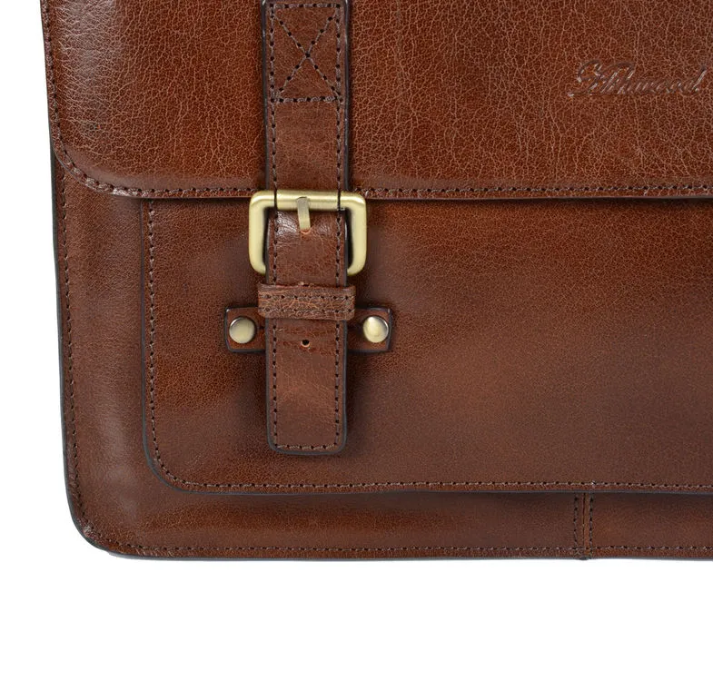 Ashwood Josh Chestnut Leather School Satchel