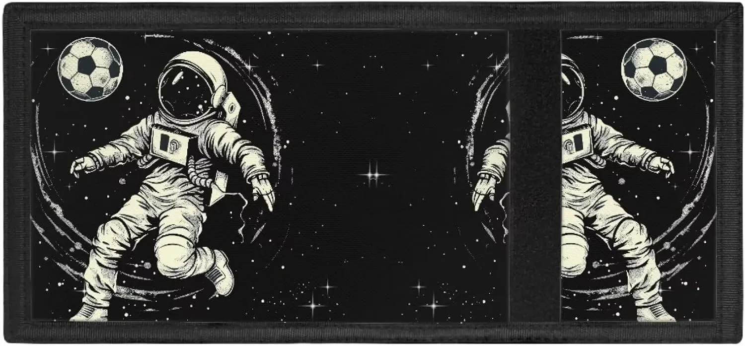 Astronaut Kids Wallet for Boys Trifold Wallets Canvas Novelt Wallet Slim Tri-fold Wallet Boys Slim Money Clip Wallet Credit Card Id Holder Fashion Polyester Cardholder Wallets