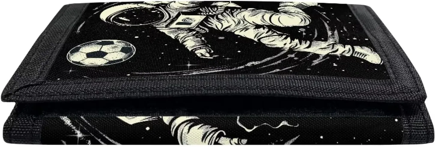 Astronaut Kids Wallet for Boys Trifold Wallets Canvas Novelt Wallet Slim Tri-fold Wallet Boys Slim Money Clip Wallet Credit Card Id Holder Fashion Polyester Cardholder Wallets