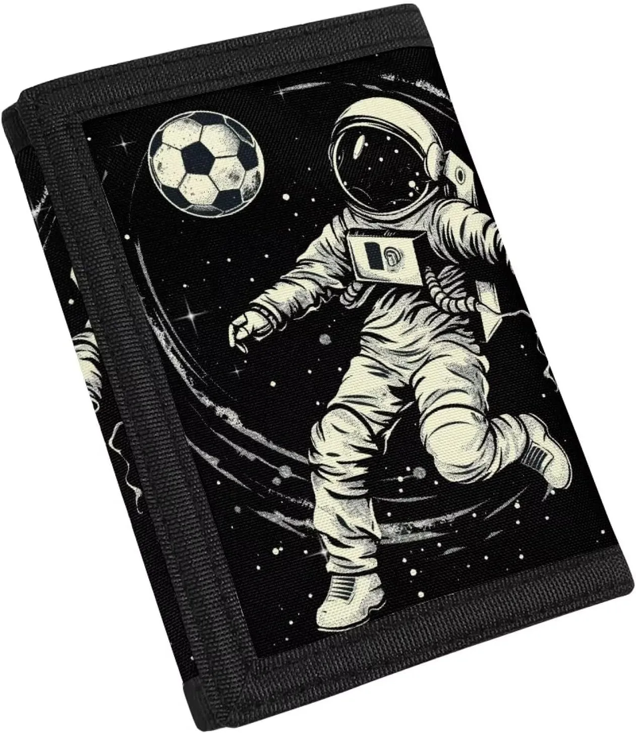 Astronaut Kids Wallet for Boys Trifold Wallets Canvas Novelt Wallet Slim Tri-fold Wallet Boys Slim Money Clip Wallet Credit Card Id Holder Fashion Polyester Cardholder Wallets