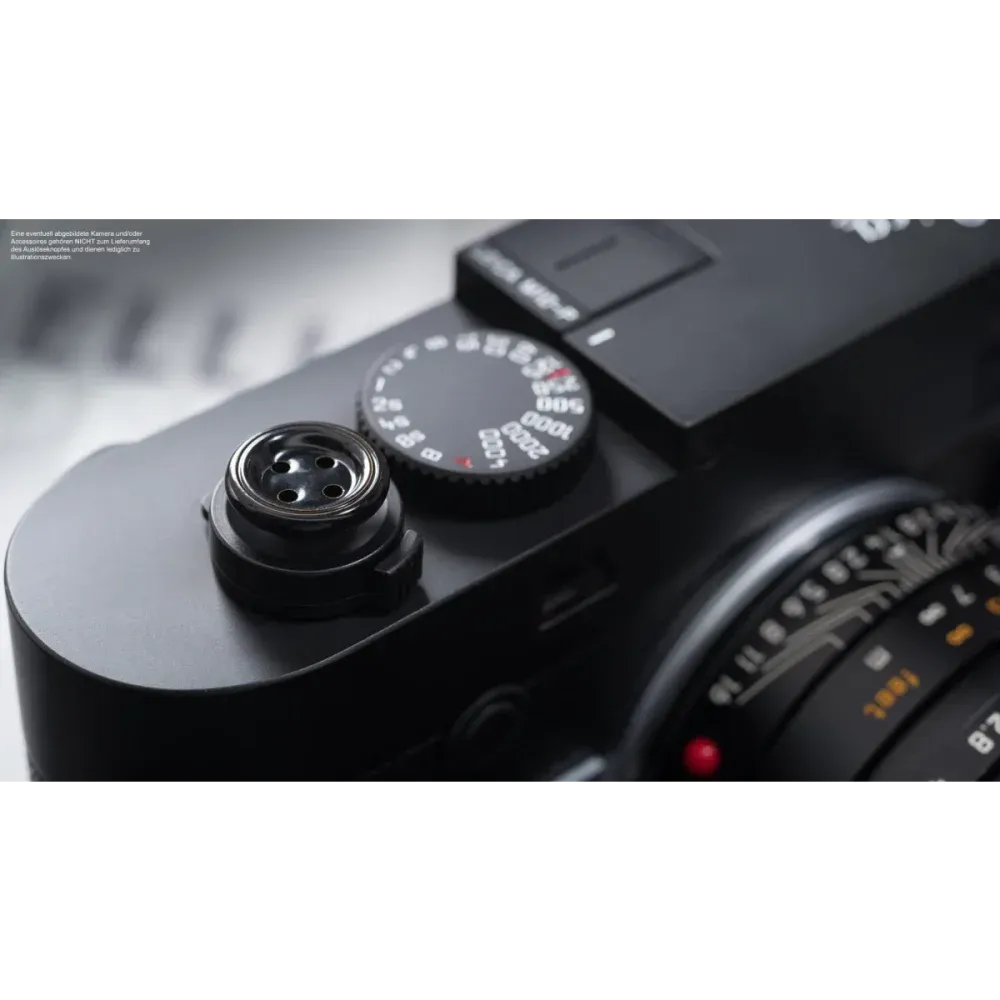 Auslöseknopf in Schwarz | Knopf Design aus Messing | Rock n Roll Camera Straps