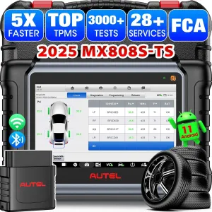 Autel MaxiCheck MX808S-TS Scanner: 2025 Same as MX900-TS TS900, US Ver. of MaxiCOM MK808S-TS MK808Z-TS Upgrade of MK808S MK808Z, Top TPMS Programming Tool, 3000  Active Test, 28  Service, 11 OS, FCA