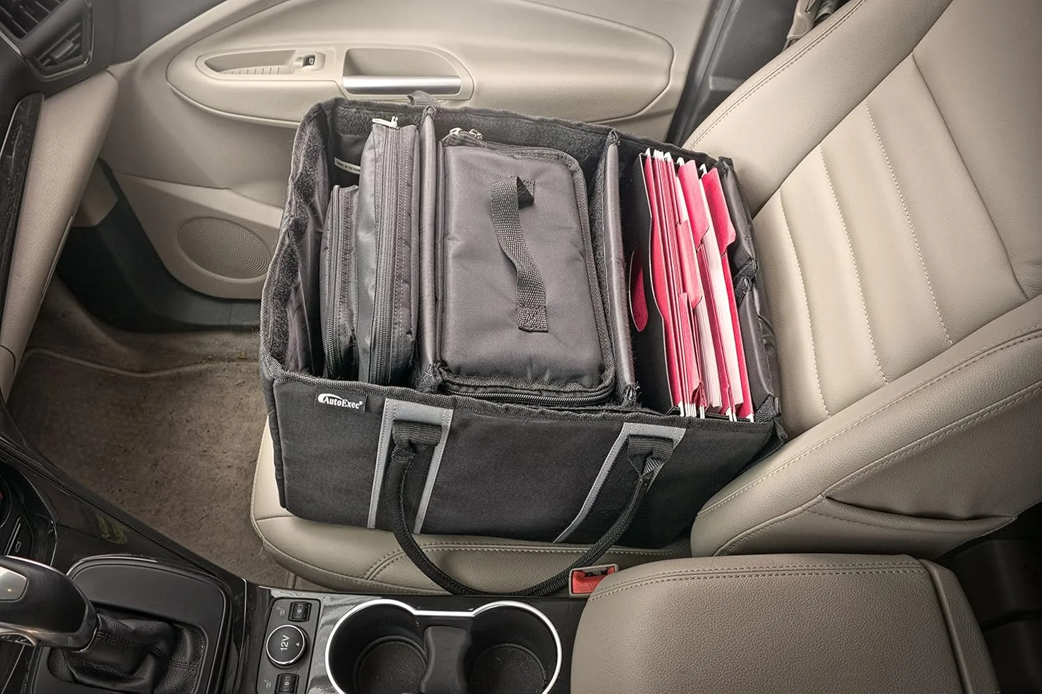 AutoExec AUE14007 File Tote Organizer Black with Cooler Bag