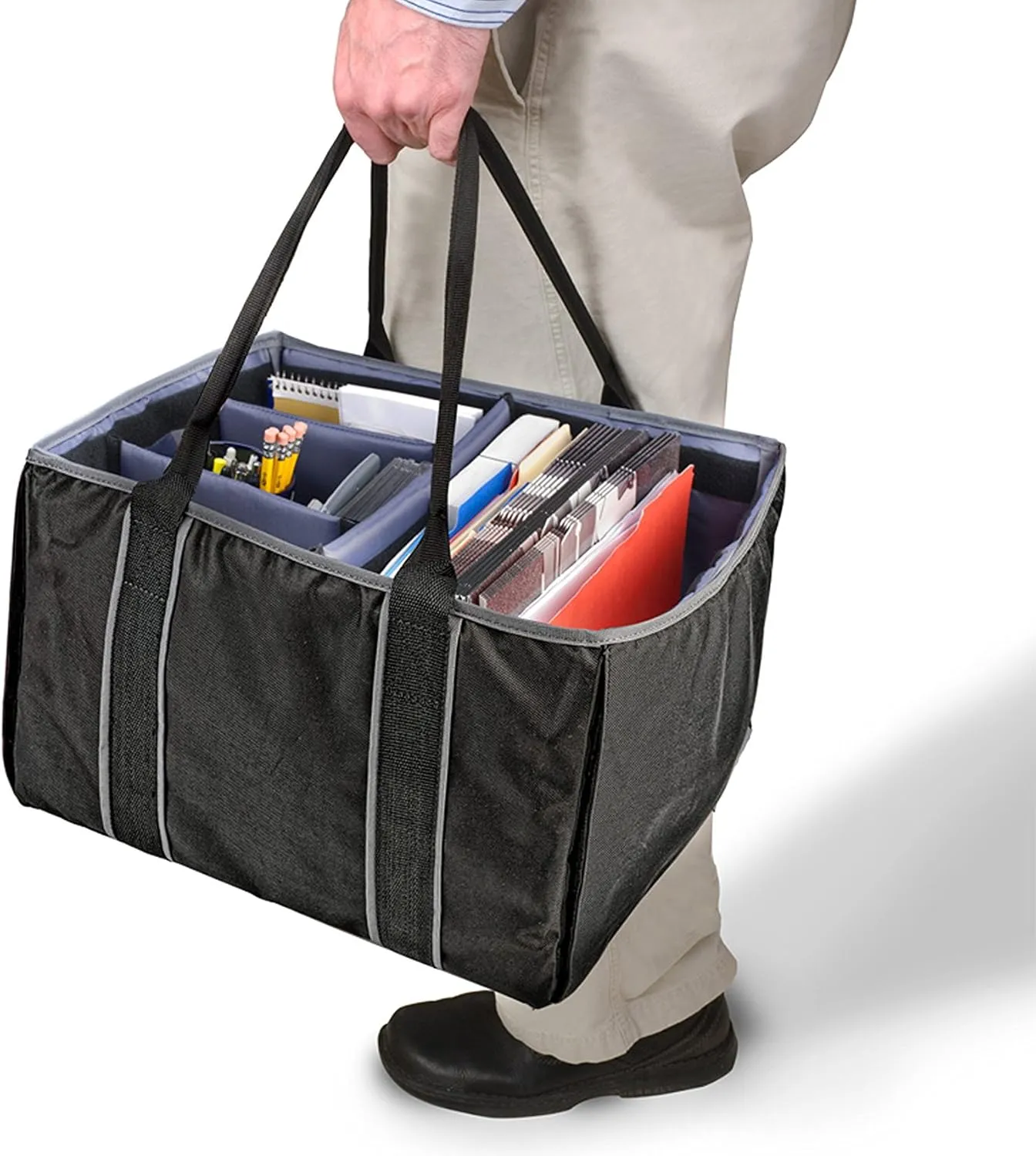 AutoExec AUE14007 File Tote Organizer Black with Cooler Bag