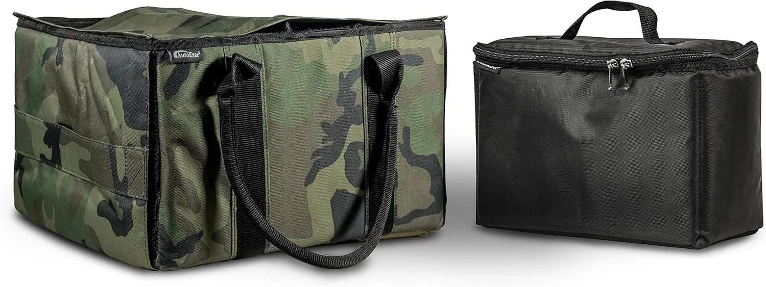 AutoExec AUE14017 File Tote Organizer Green Camouflage with Cooler Bag