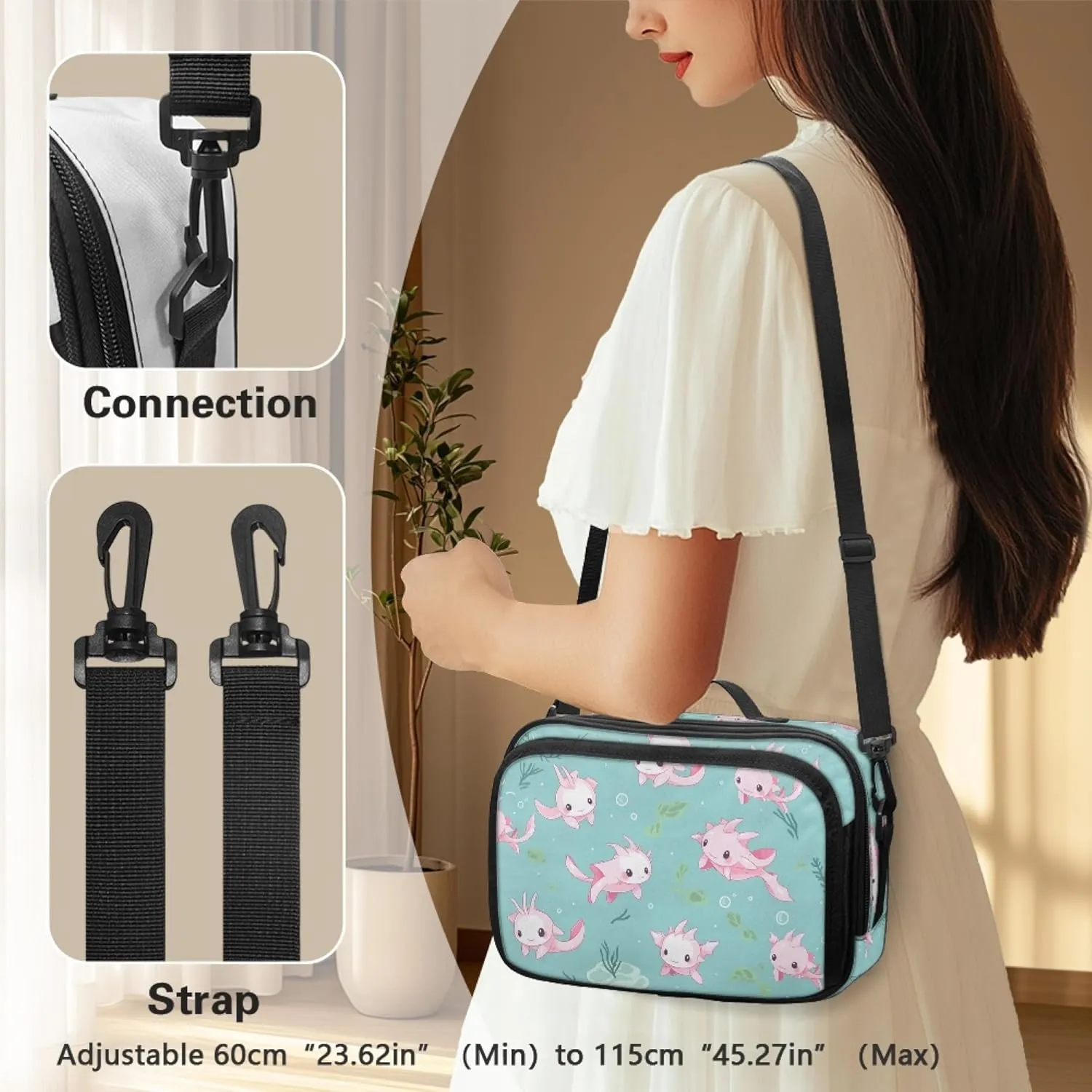 Axolotl Mini Small Diaper Bag Small Stroller Diaper Bag with Adjustable Straps Outdoor Stroller Diaper Bag Lightweight Mini Diaper Bag Crossbody
