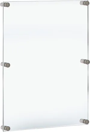 Azar Displays,105536, Floating Acrylic Wall Frame with Silver Hardware Stand Off Caps, Clear Hanging Photo Frame Display Mount with Frameless Border, Glass-Like Frame for Large Prints, 24" x 36"