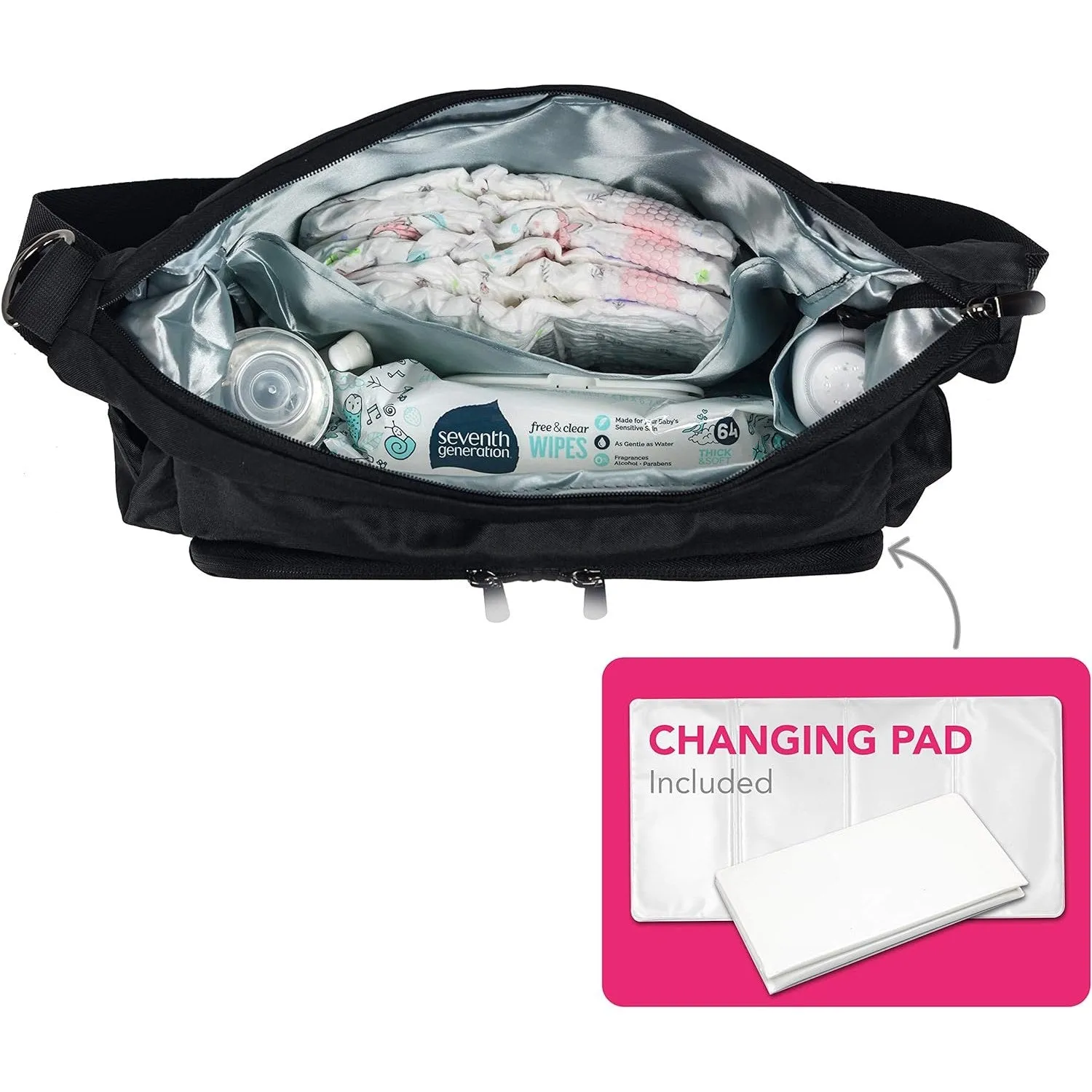 Baby & Beyond Essential Bag, Compatible with Doona Car Seat Stroller, with additional hooks and straps to be compatible with any universal stroller, Converts into Tote Diaper Bag