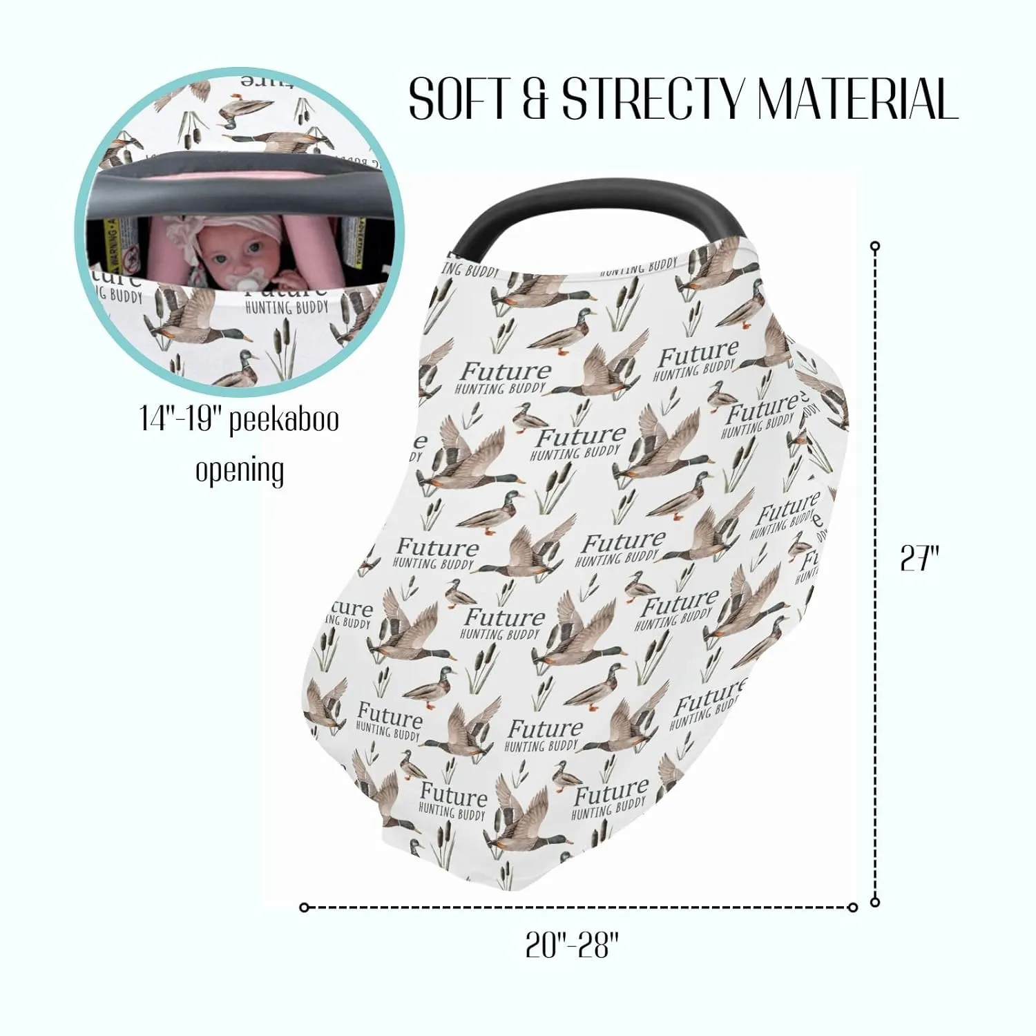 Baby Boy 5-in-1 Car Seat Cover Mallard Duck Hunting Wild Animal Hunter, Multi-use Privacy Nursing Breastfeeding Cover, Carseat Canopy Carrier Newborn Infant Gift