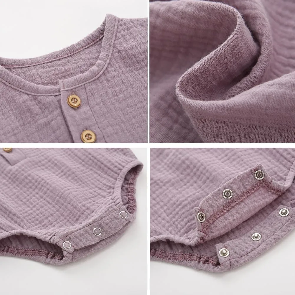 Baby Boy/Girl Romper Sleeveless Cotton Linen Tank Top Bodysuit One Piece Neutral Newborn Baby Summer Clothes