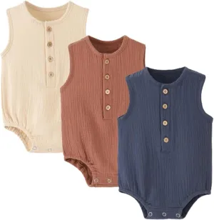 Baby Boy/Girl Romper Sleeveless Cotton Linen Tank Top Bodysuit One Piece Neutral Newborn Baby Summer Clothes