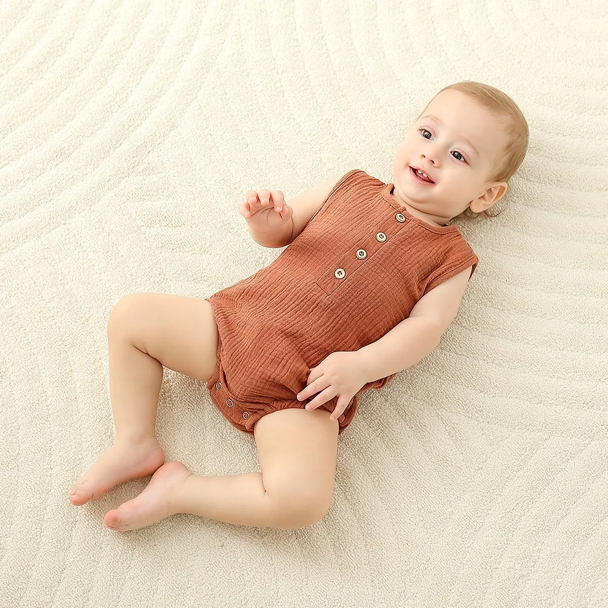 Baby Boy/Girl Romper Sleeveless Cotton Linen Tank Top Bodysuit One Piece Neutral Newborn Baby Summer Clothes