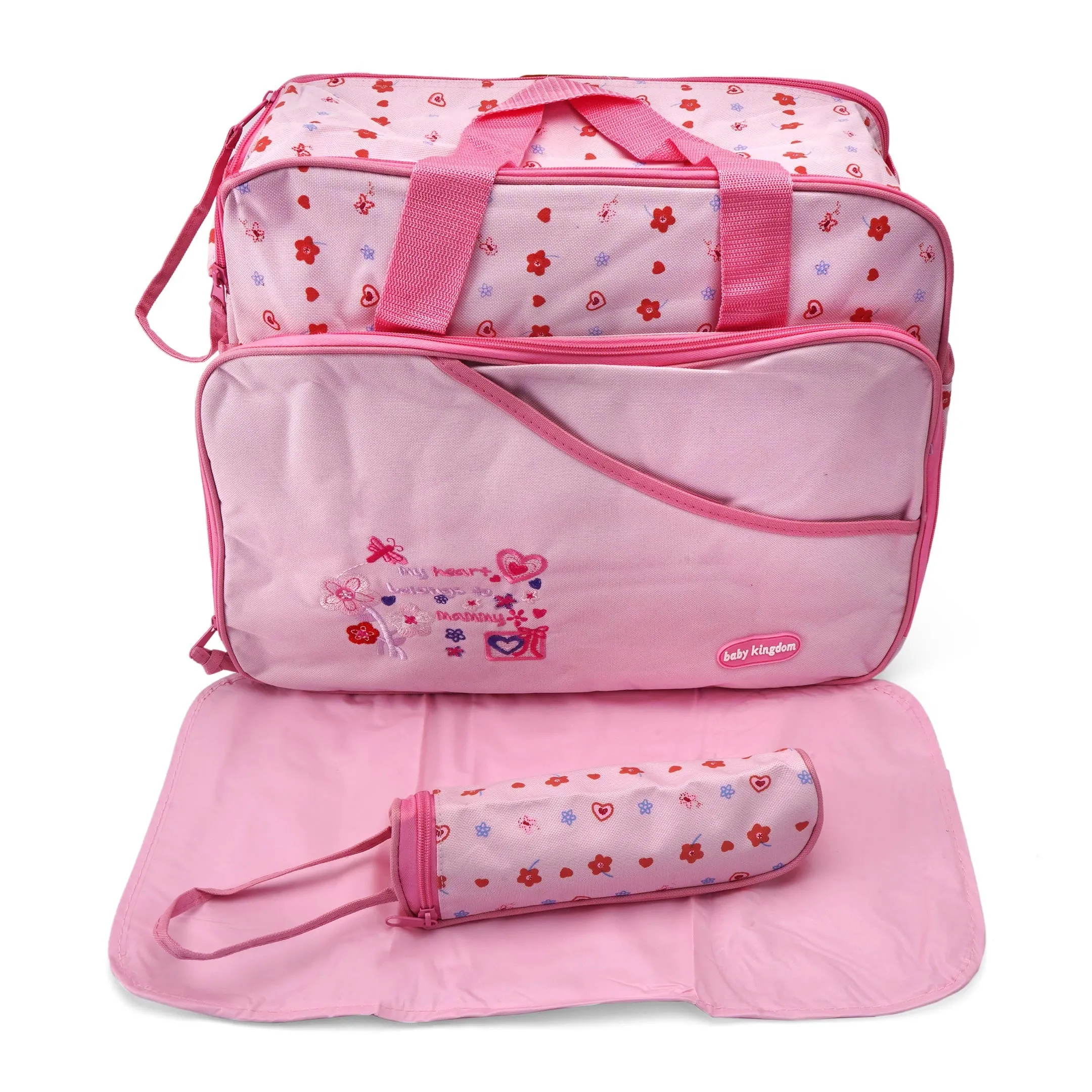 Baby Diaper Bag 3pcs Heart Pink - Sunshine
