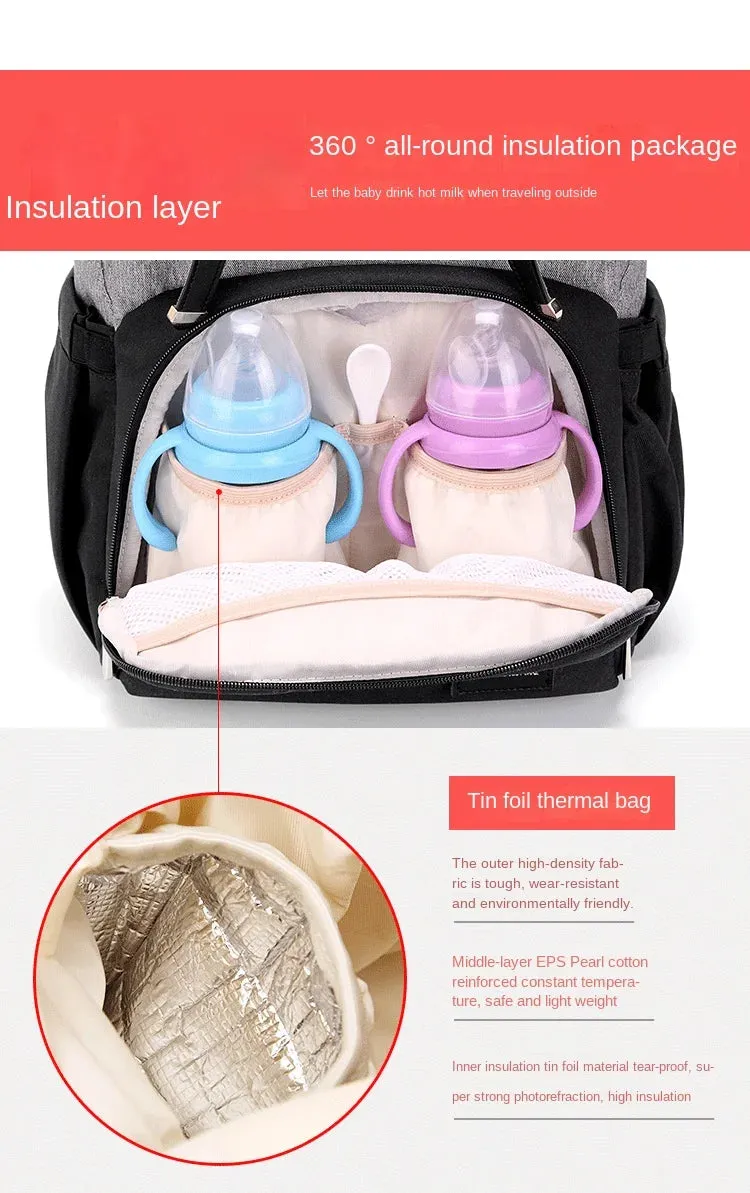 Baby Diaper Bag Backpack Multifunctional Diaper Bag Organizer with Thermal Milk Bottle Bag Baby Bags for Mom