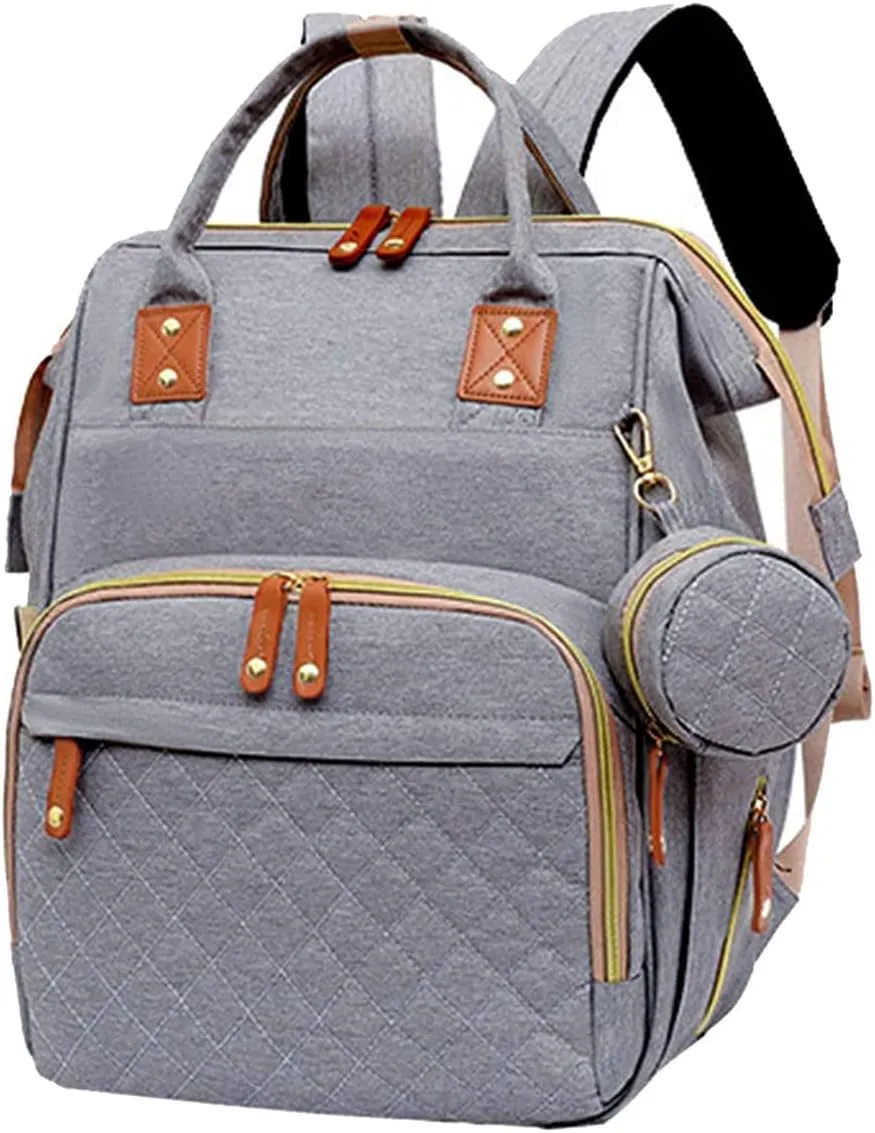 Baby Diaper Bag Backpack with Changing Pads Mommy Bags Boys Girl Unisex Multifunction Travel Baby Stroller Large Capacity(3037-Grey)