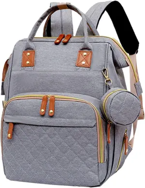 Baby Diaper Bag Backpack with Changing Pads Mommy Bags Boys Girl Unisex Multifunction Travel Baby Stroller Large Capacity(3037-Grey)