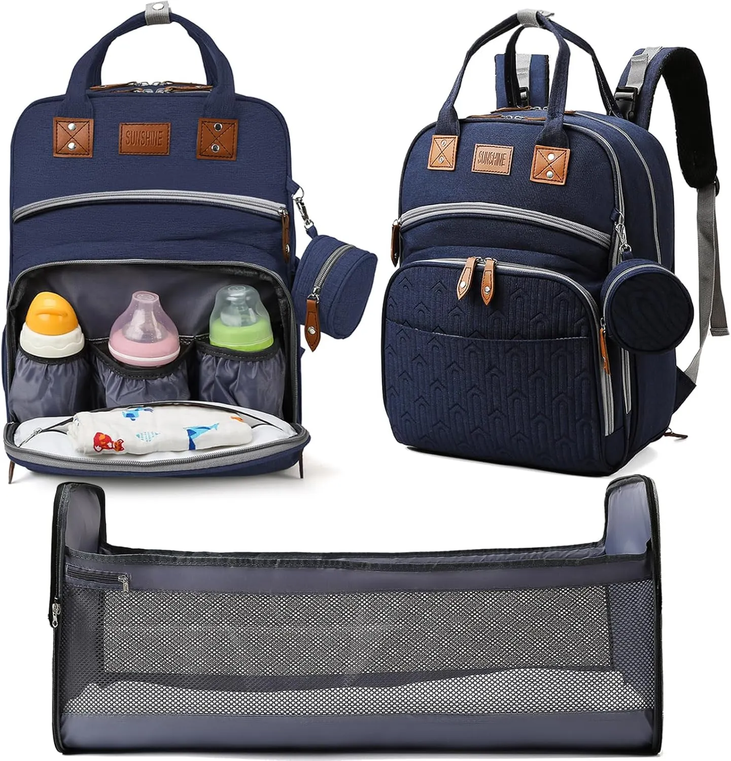 Baby Diaper Bag Backpack with Changing Station, best baby registry shower gifts, Baby Diaper Bags for Men and Women，Essential Gifts for New Parents of Babies（Dark Blue）