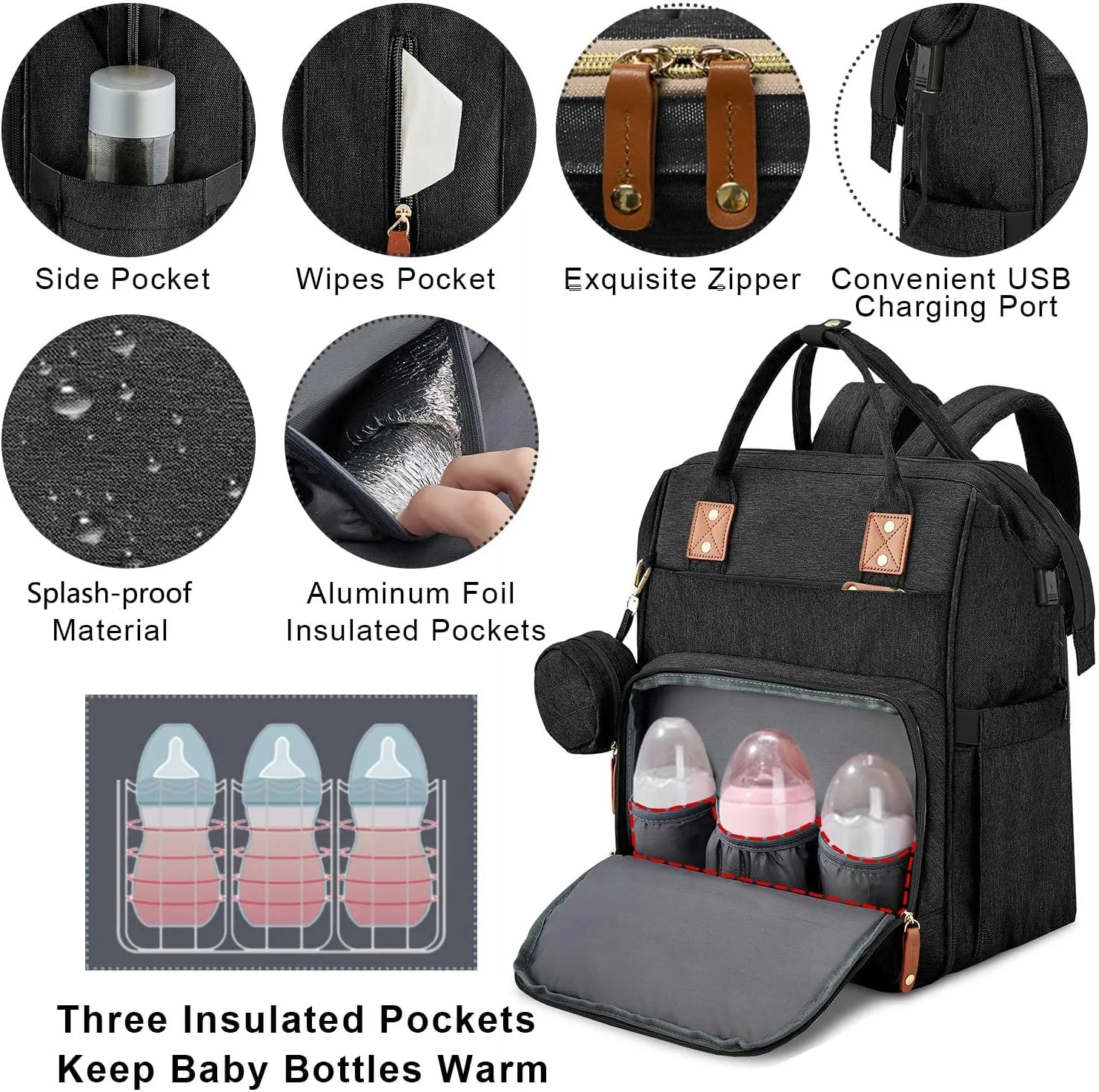Baby Diaper Bag Backpack with Changing Station Travel Mommy Bags Unisex Crib Multifunction Travel Backpack Baby Stroller Large Capacity