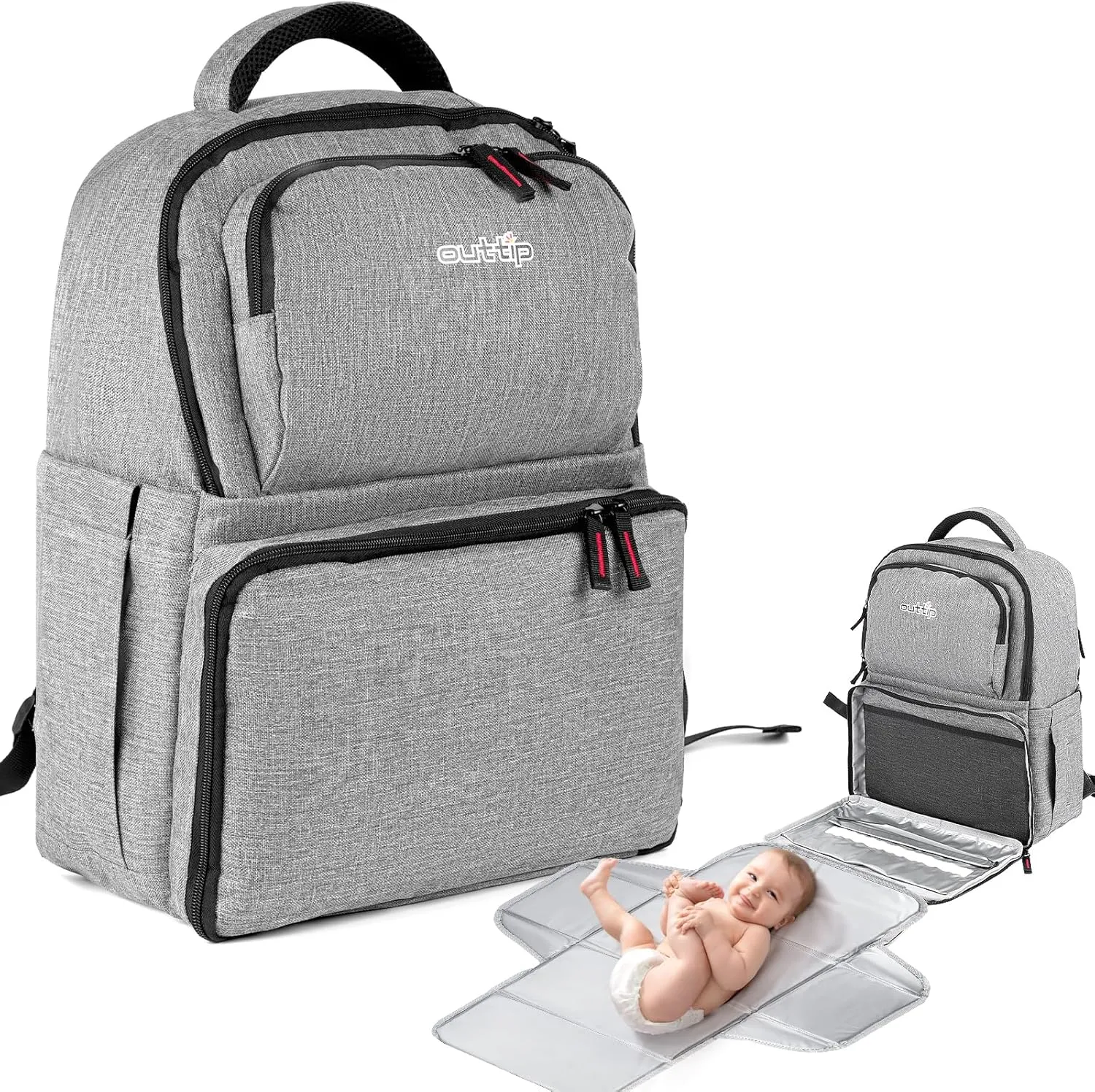 Baby Diaper Bag Backpack,With Detachable Portable Changing Pad, 15 Compartments, Multifunction Bag, Large Capacity Travel Bags for Newborn Boys&Girls