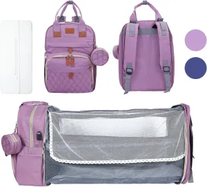 baby diaper bag with changing station, multifunctional diaper bag for Mom and dad, Waterproof diaper bag backpack with Charging port and insulated pockets - Pink