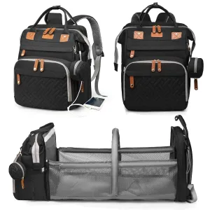 Baby Diaper Bags with Changing Station, Waterproof Diaper Bag Backpack for Moms Dads with USB Charging Port, Baby Shower Gifts, Large Capacity diaper backpack, Black