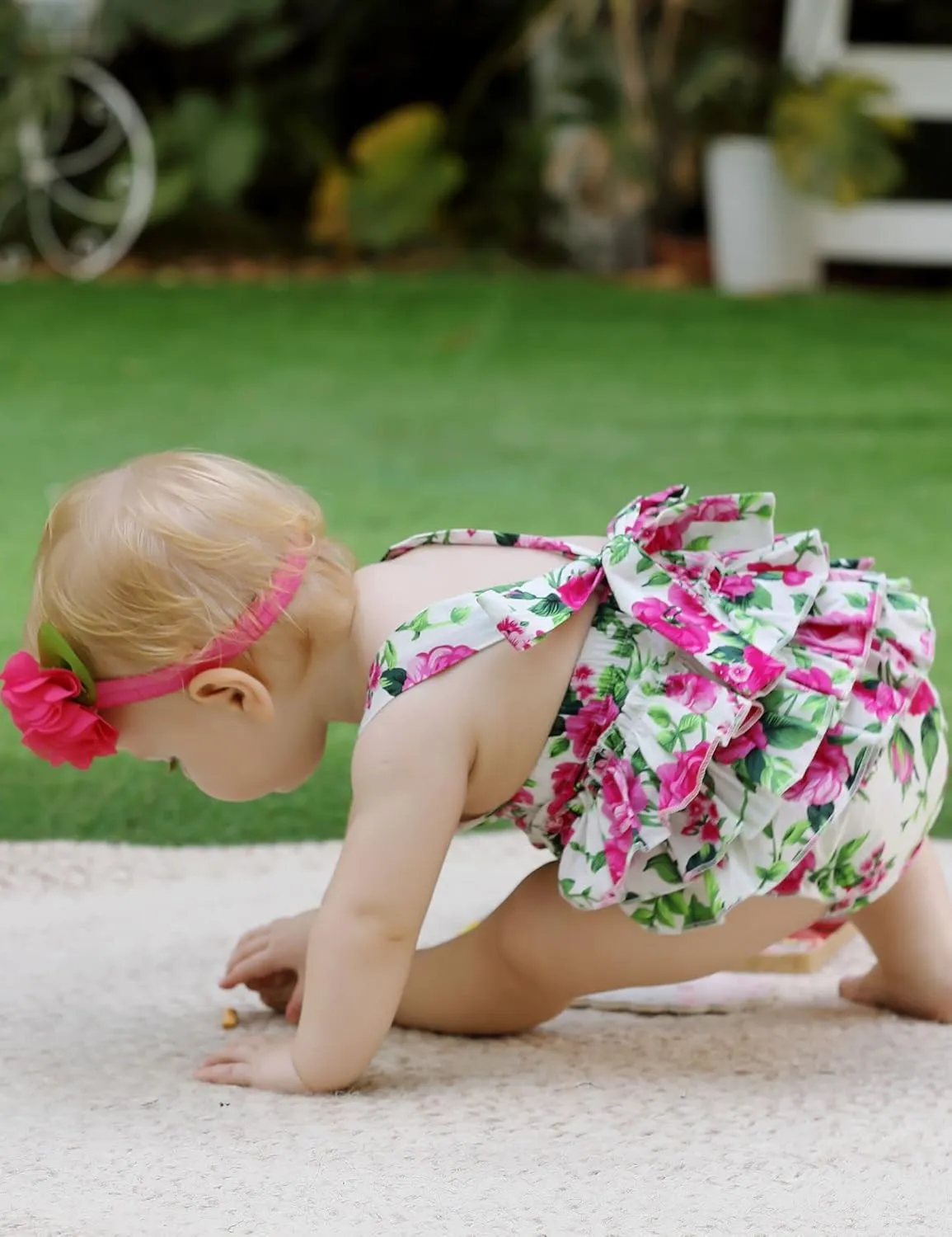 Baby Girl's Floral Print Ruffles Romper Summer Clothes