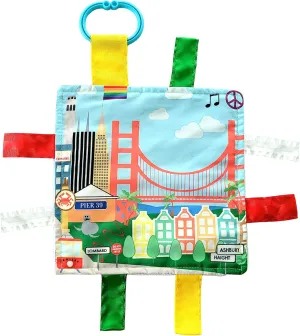Baby Jack & Co 8x8” Learning Lovey San Francisco California Tag Toys for Babies - Baby Crinkle Toys - Soft & Safe - Learn USA Cities and Shapes - Ideal Baby Toy & Gift BPA Free w/Stroller Clip