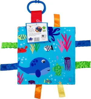 Baby Jack & Co 8x8” Ocean Lovey Tag Toys for Babies - Crinkle Toys for Baby - Soft & Safe - Learn Shapes & Colors - Ideal Infant Gift - BPA Free w/Stroller Clip
