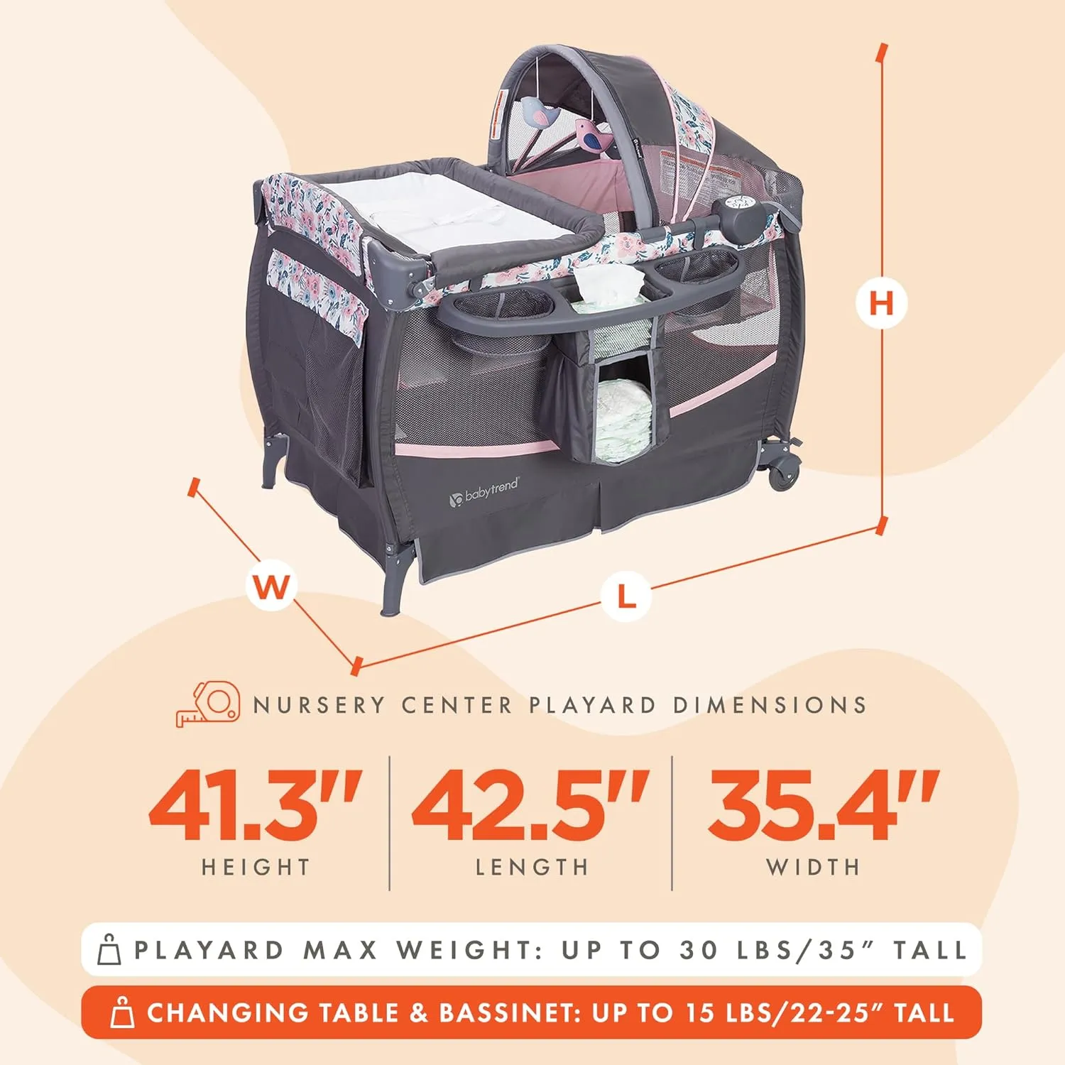 Baby Trend Deluxe II Nursery Center® Playard, Bluebell