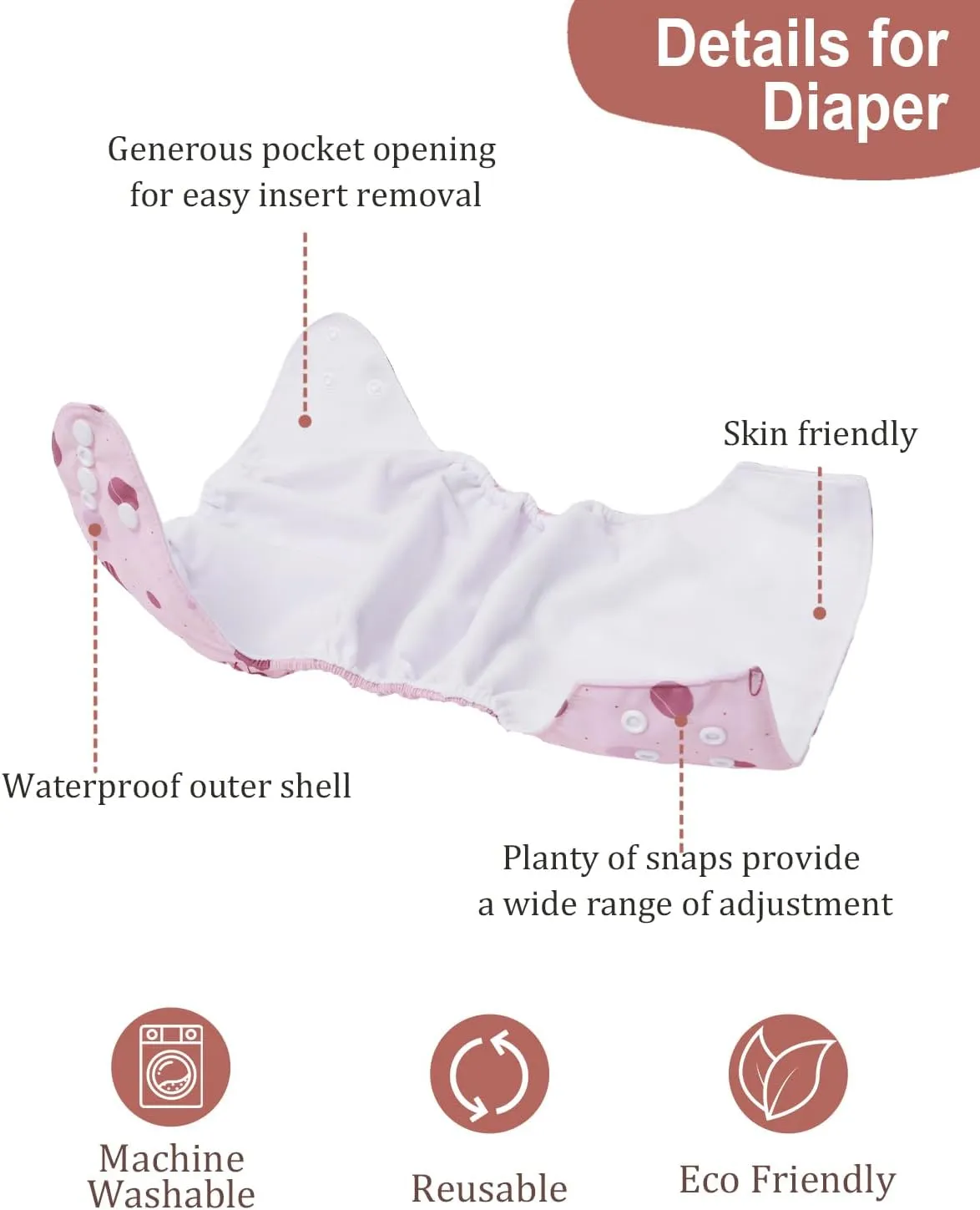 babygoal Cloth Diapers Pack of 13, Baby Reusable Washable Pocket Nappy, 6pcs Diapers 6pcs Rayon from Bamboo Inserts Wet Bag,6FG53-MB-B