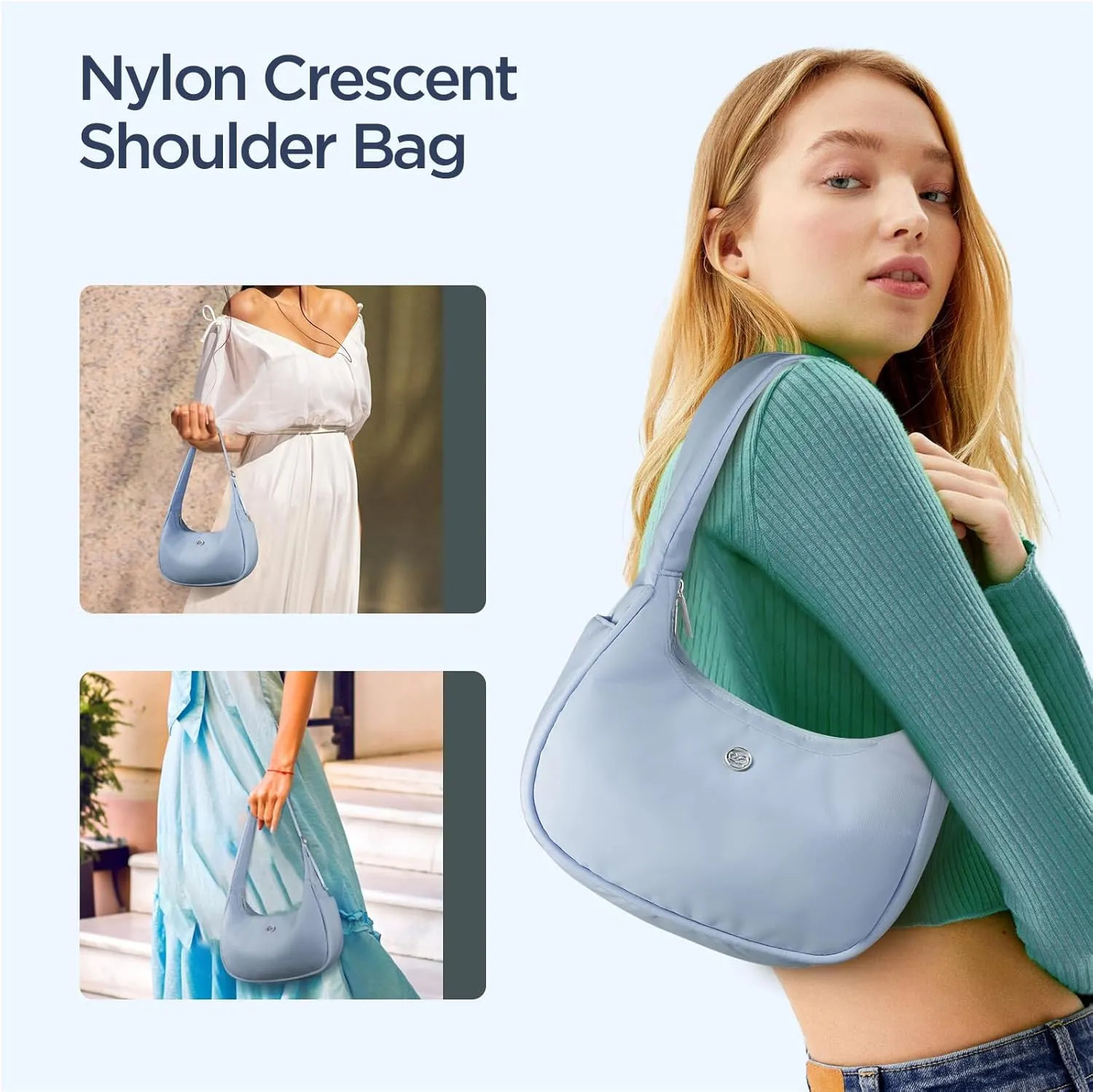 Babysun Mini Shoulder Bag Women Nylon Crescent Bag Underarm Shoulder Purse Women's Shoulder Handbags Small Tote Bag