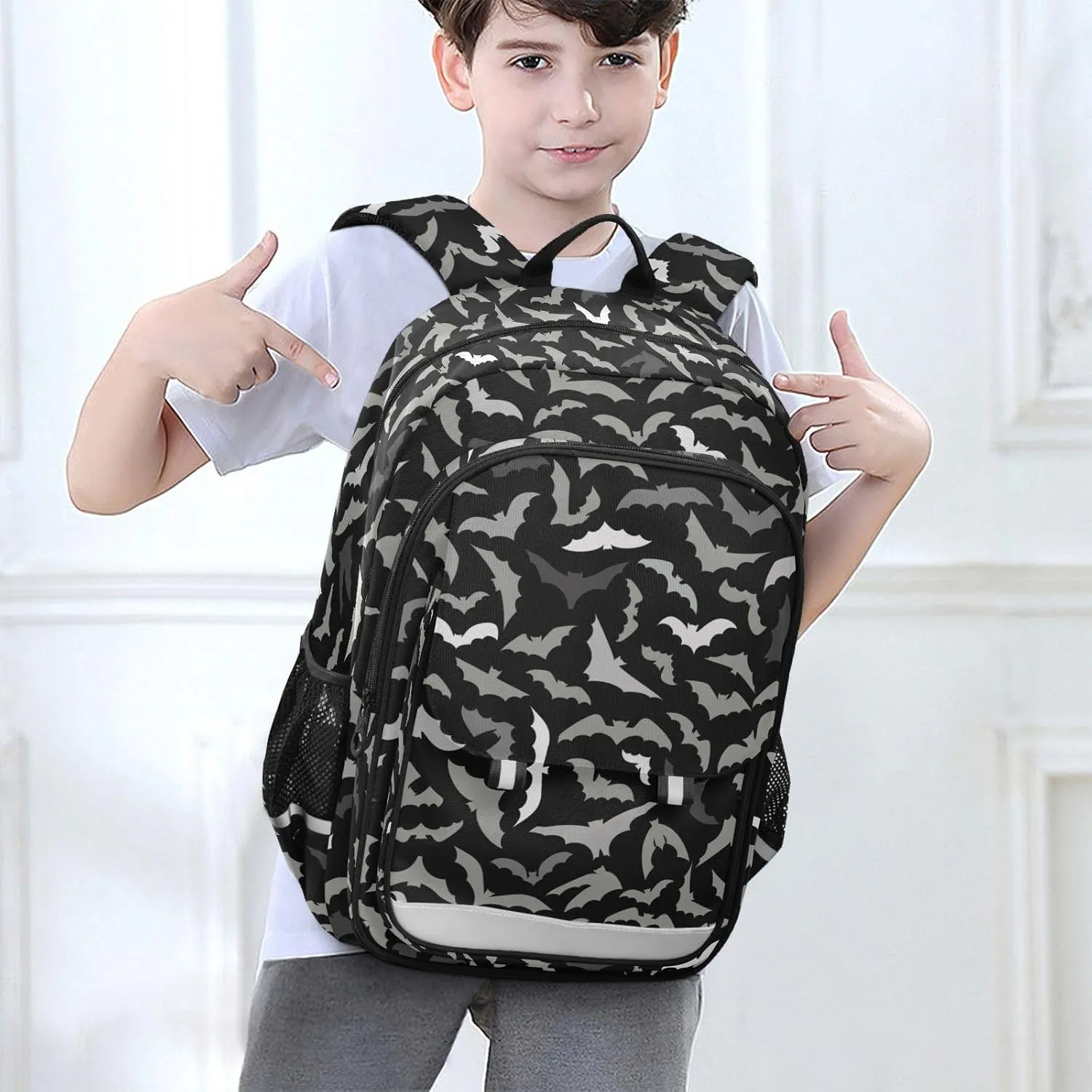 Backpack Halloween Bats ​Toddler School Bags Child Lightweight Preschool Large Bookbags for Girls-Boys Middle-School Elementary