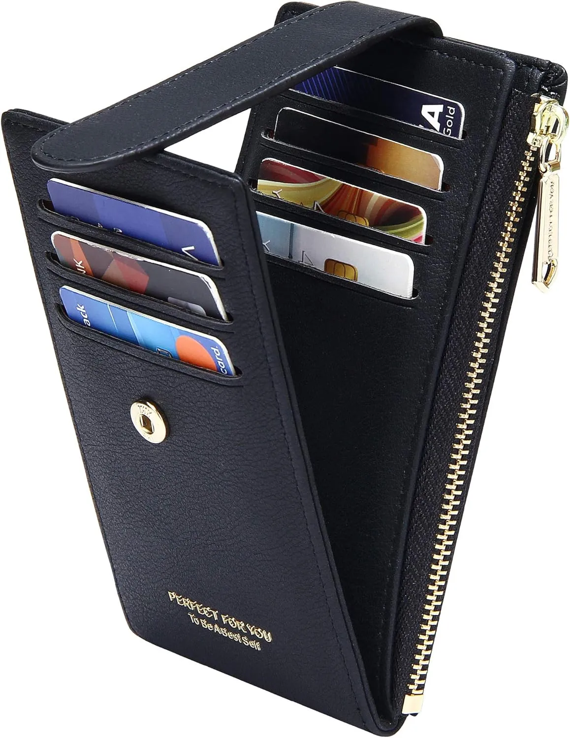 Badiya RFID Card Holder Wallet for Women Slim Wallets Bifold Multi Card Case Zipper Coin Purse
