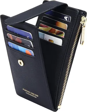 Badiya RFID Card Holder Wallet for Women Slim Wallets Bifold Multi Card Case Zipper Coin Purse