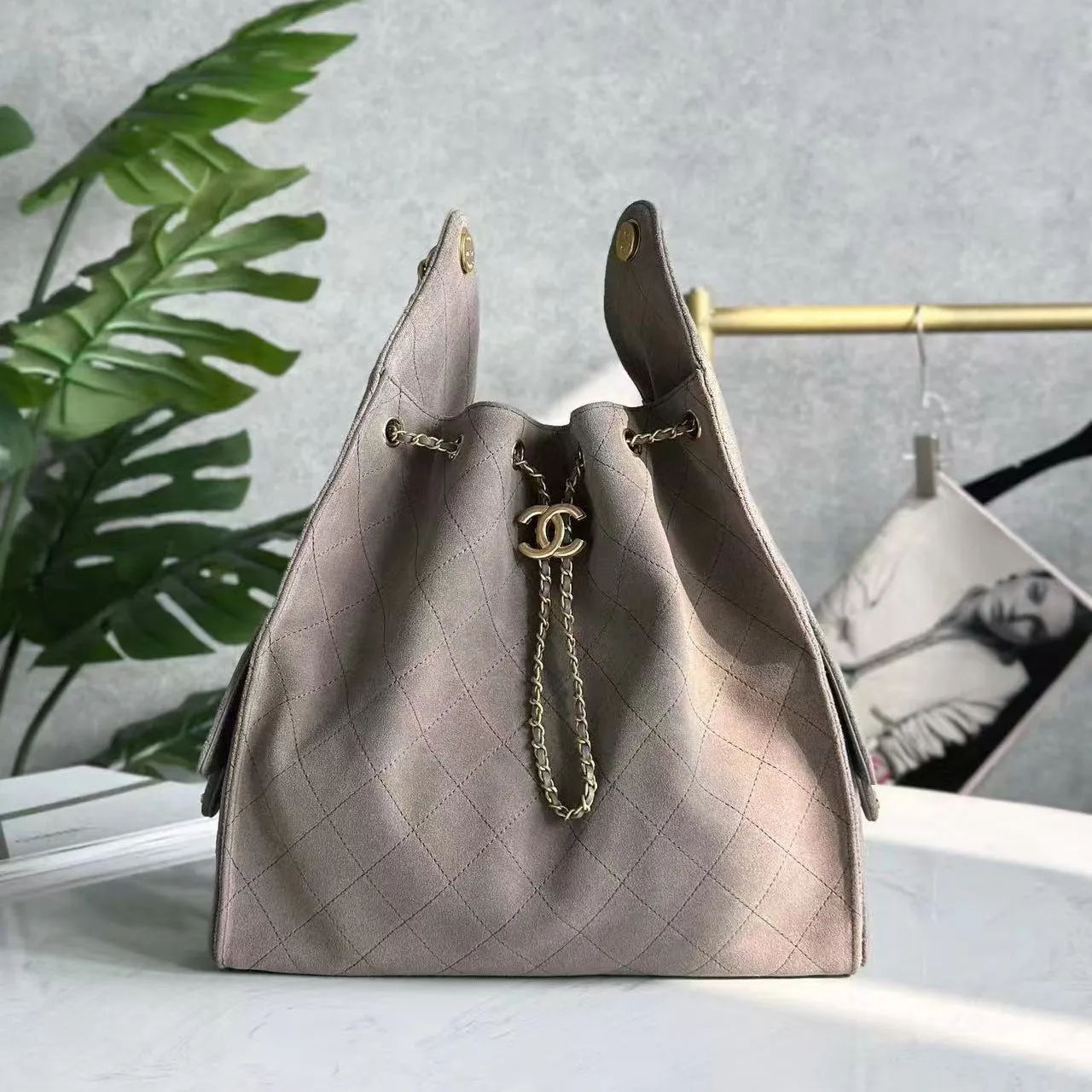 Bag 40cm Suede 25C Hobo Combo offer Grey Exclusive offer CHANEL
