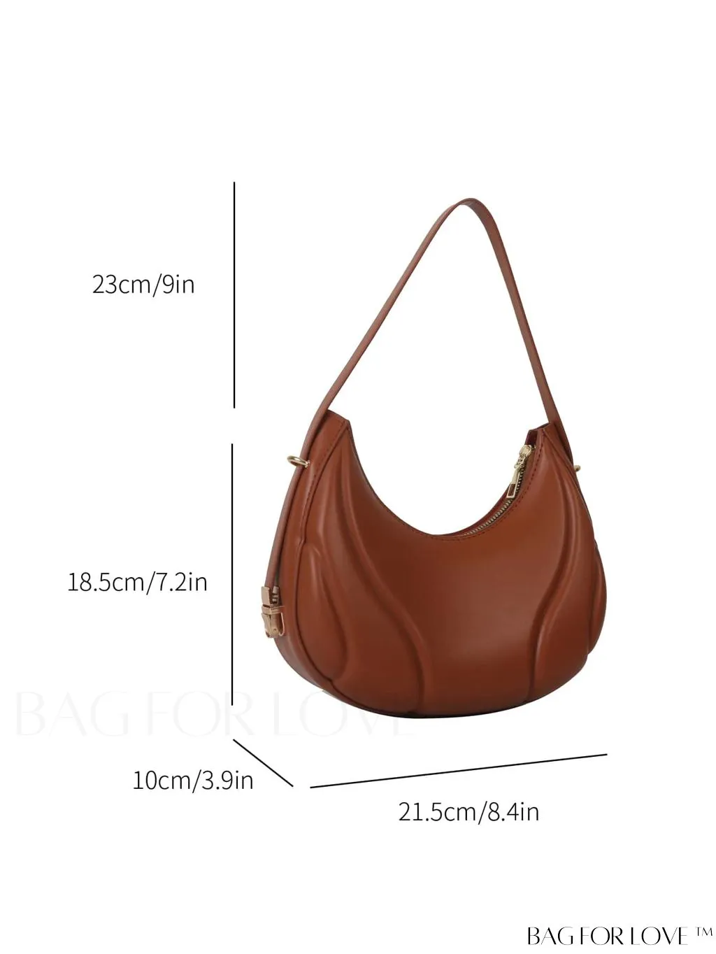 BagForLove - Compact Zippered Shoulder Bag with Embossed PU Material - Minimalist Design