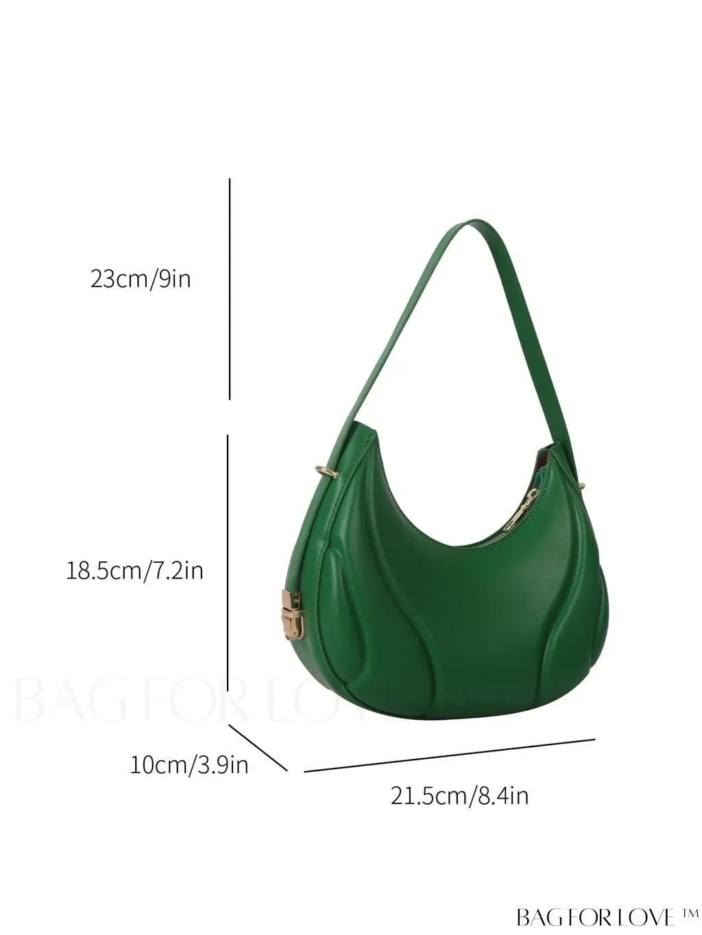 BagForLove - Compact Zippered Shoulder Bag with Embossed PU Material - Minimalist Design