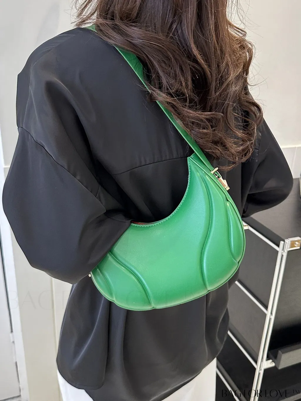 BagForLove - Compact Zippered Shoulder Bag with Embossed PU Material - Minimalist Design
