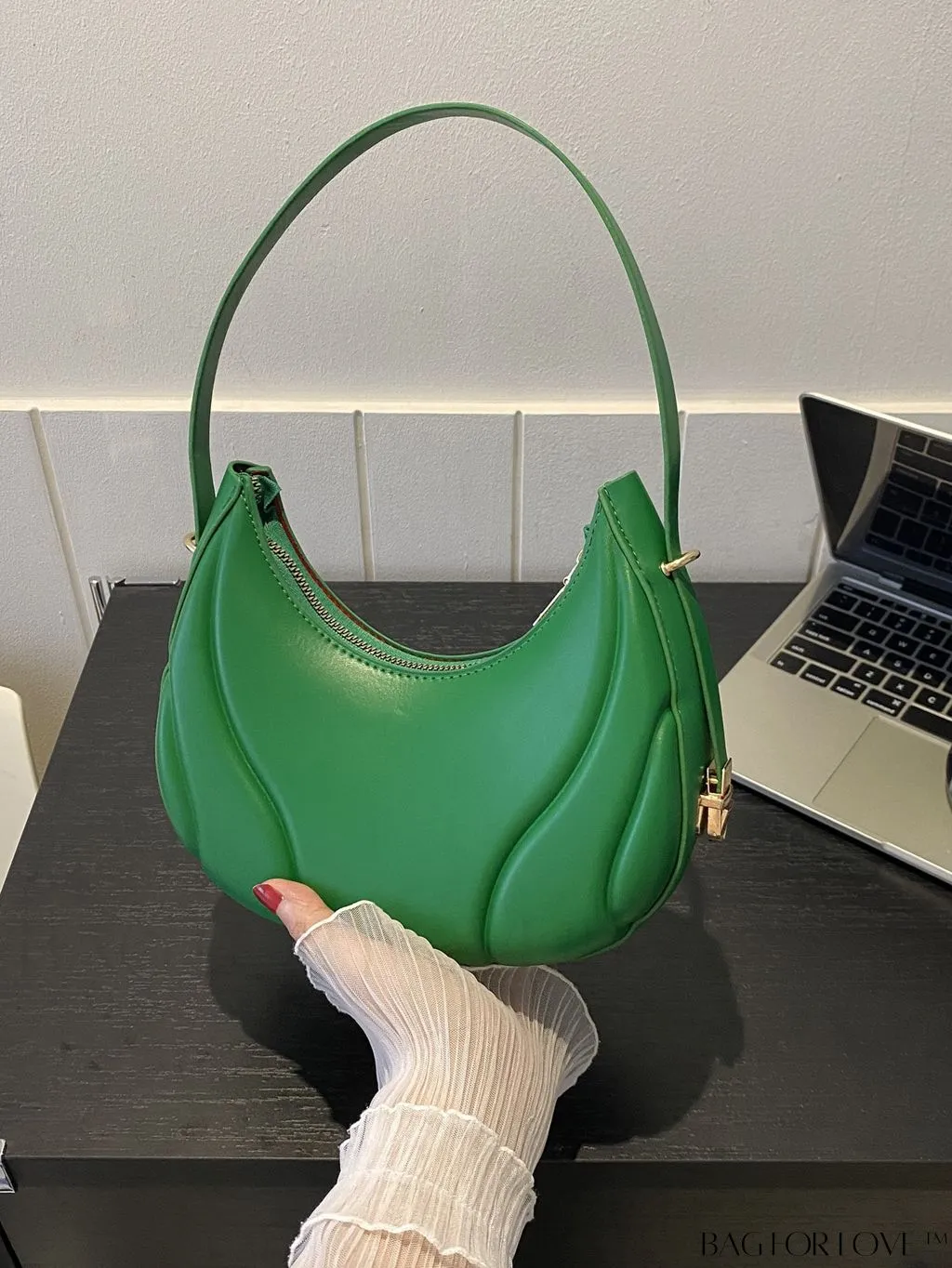 BagForLove - Compact Zippered Shoulder Bag with Embossed PU Material - Minimalist Design