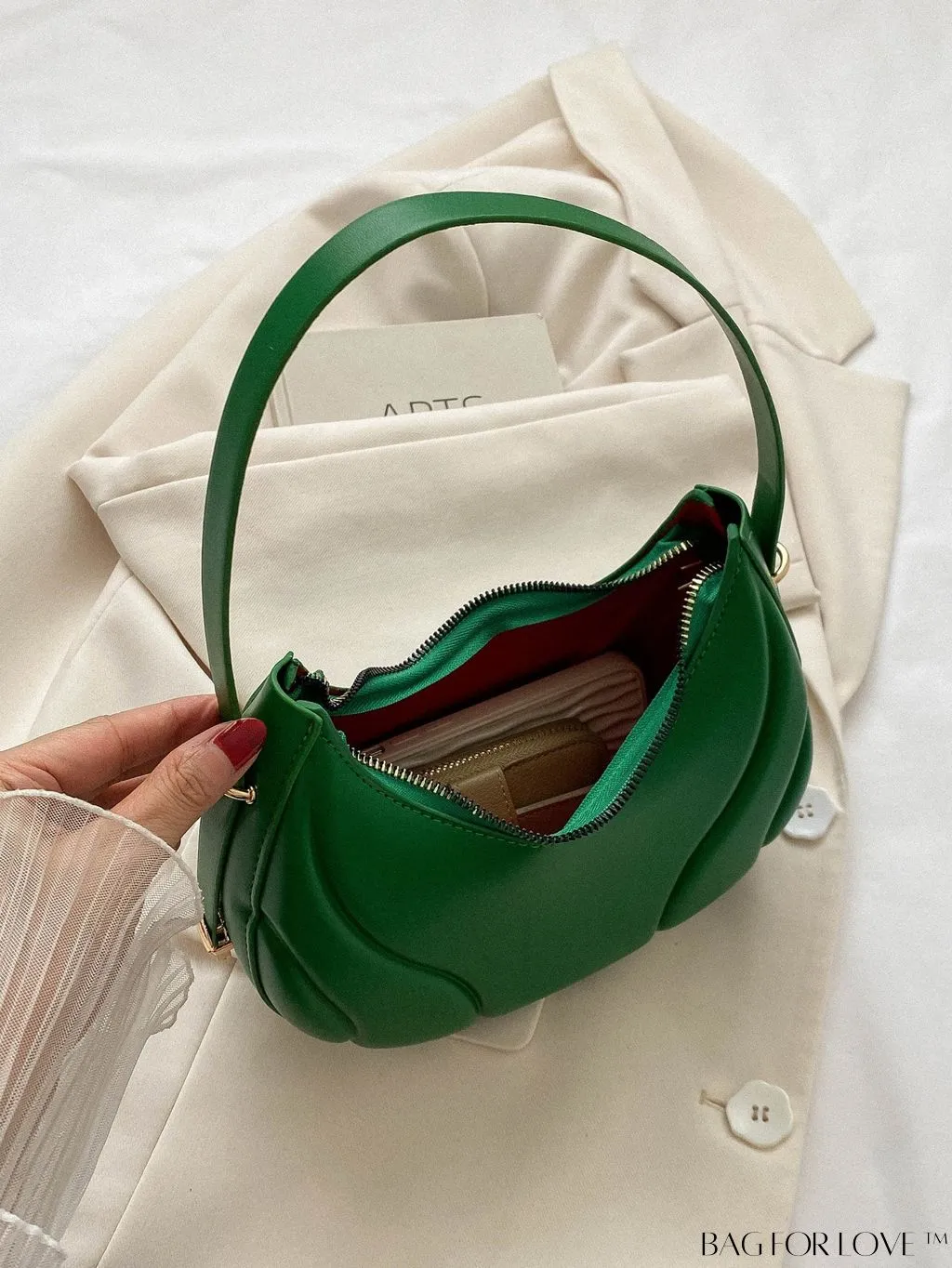 BagForLove - Compact Zippered Shoulder Bag with Embossed PU Material - Minimalist Design