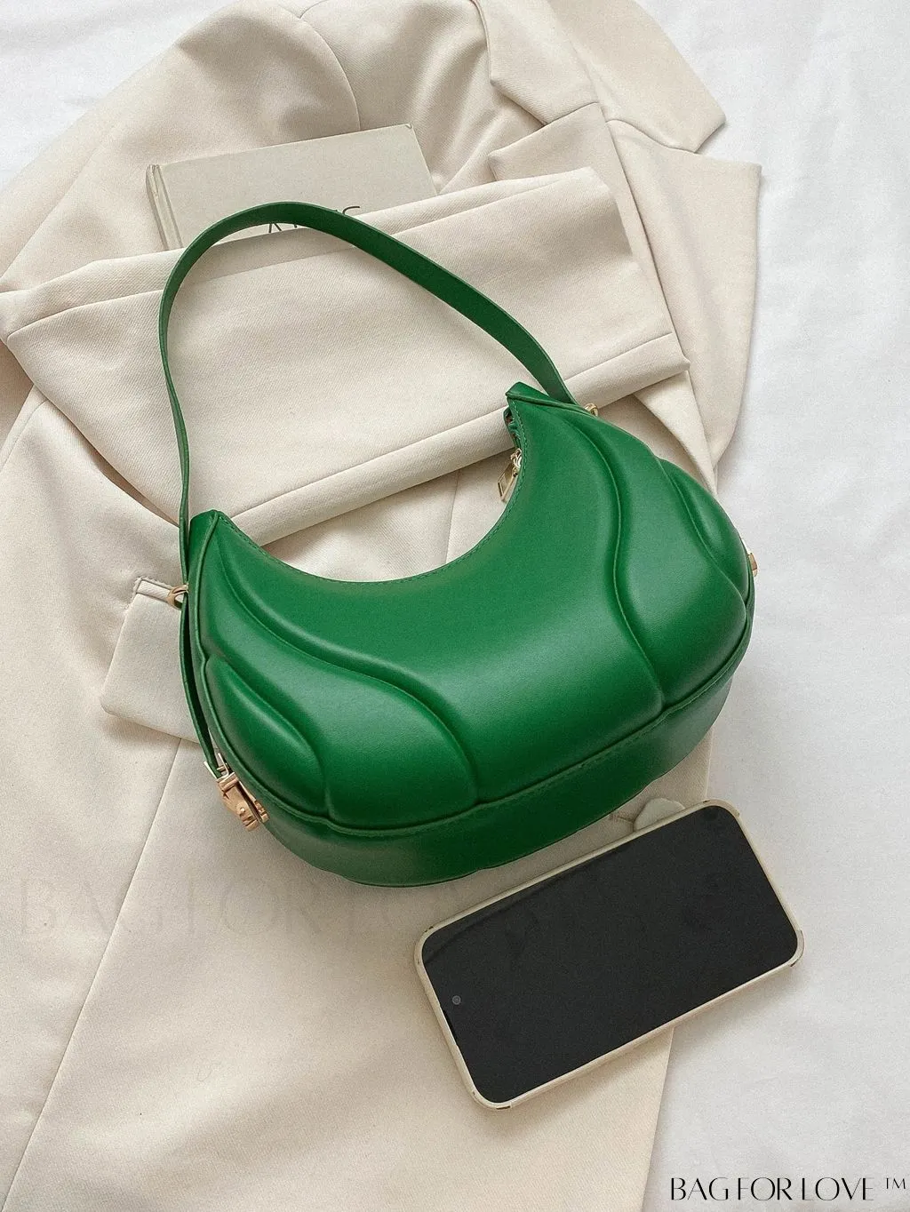 BagForLove - Compact Zippered Shoulder Bag with Embossed PU Material - Minimalist Design