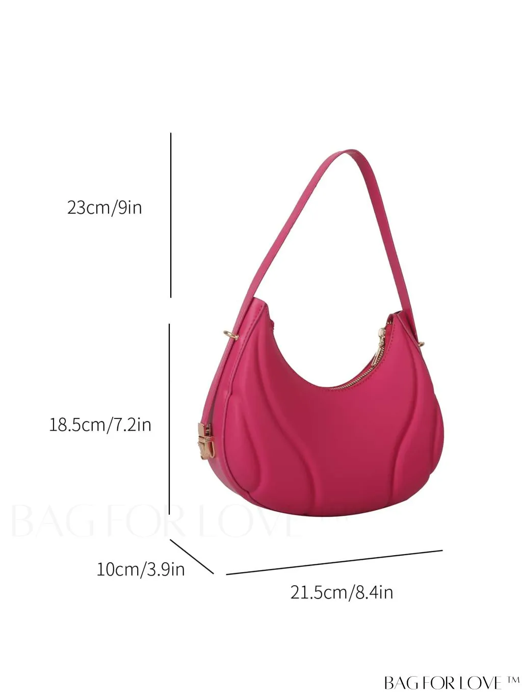 BagForLove - Compact Zippered Shoulder Bag with Embossed PU Material - Minimalist Design