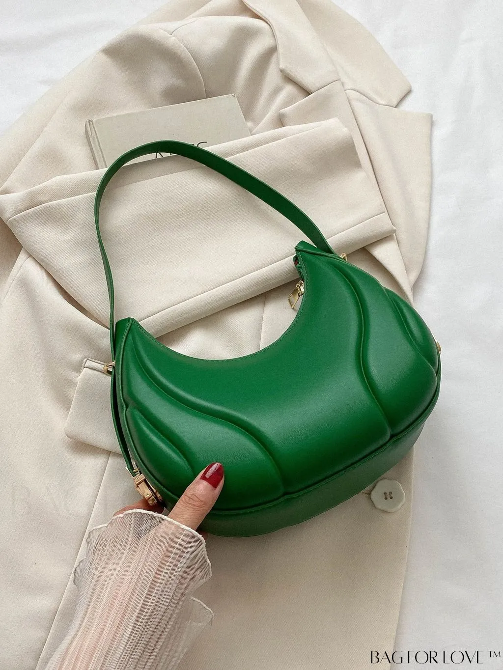 BagForLove - Compact Zippered Shoulder Bag with Embossed PU Material - Minimalist Design
