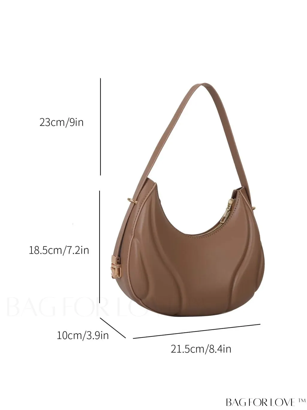 BagForLove - Compact Zippered Shoulder Bag with Embossed PU Material - Minimalist Design