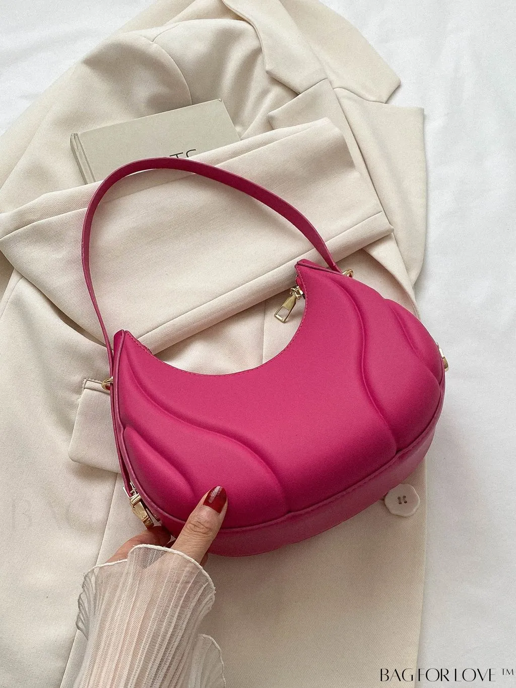 BagForLove - Compact Zippered Shoulder Bag with Embossed PU Material - Minimalist Design