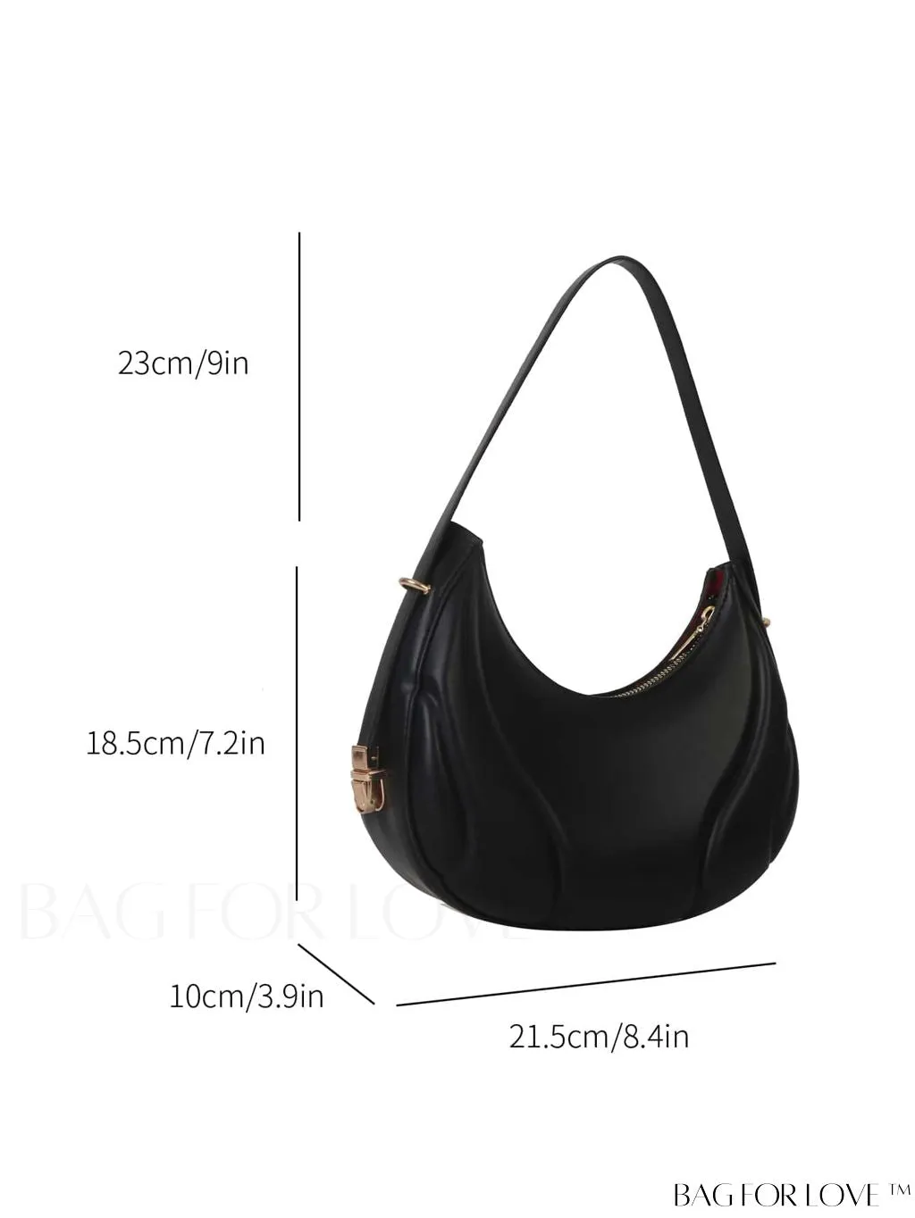 BagForLove - Compact Zippered Shoulder Bag with Embossed PU Material - Minimalist Design