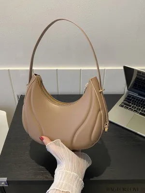BagForLove - Compact Zippered Shoulder Bag with Embossed PU Material - Minimalist Design