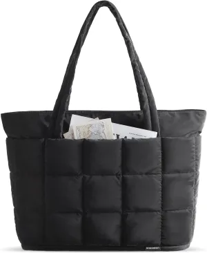 BAGSMART Expandable Tote Bag for Women, Zipper Puffer Work Tote with Water-Resistant Quilted, Nurse and Carry-On Travel Bag